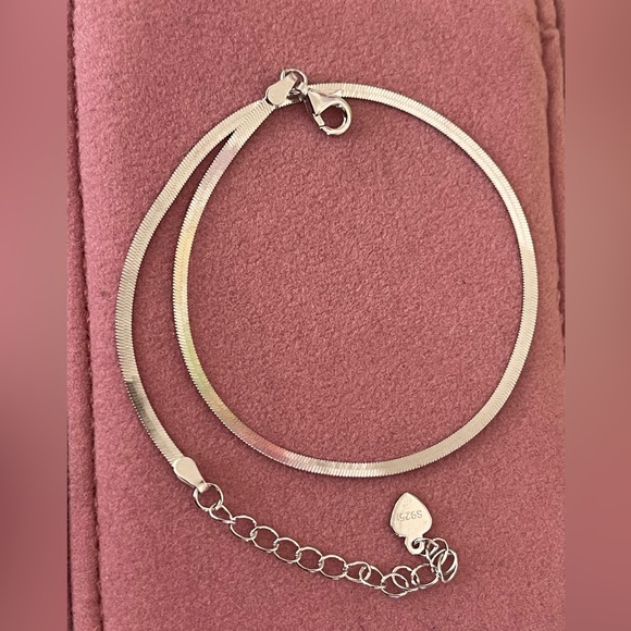 925 Sterling Silver Irregular Minimalist Anklet #E6-1418 - Picture 4 of 6